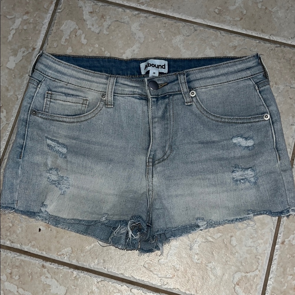 Abound Denim Jean Shorts with Distressed Frayed Hem